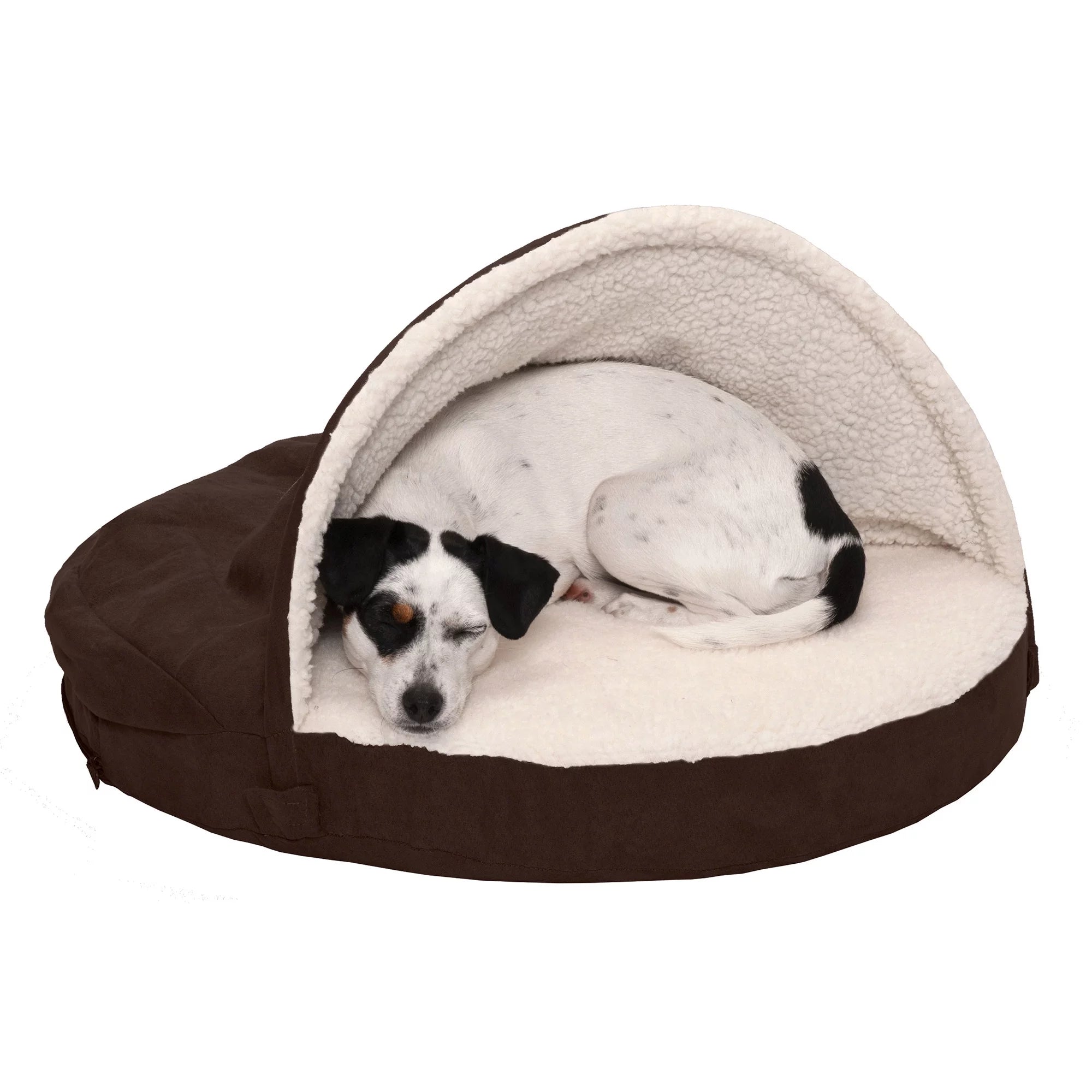 Pet Products Faux Sheepskin Orthopedic Snuggery Burrow Pet Bed for Dogs & Cats - Espresso, 26" Base