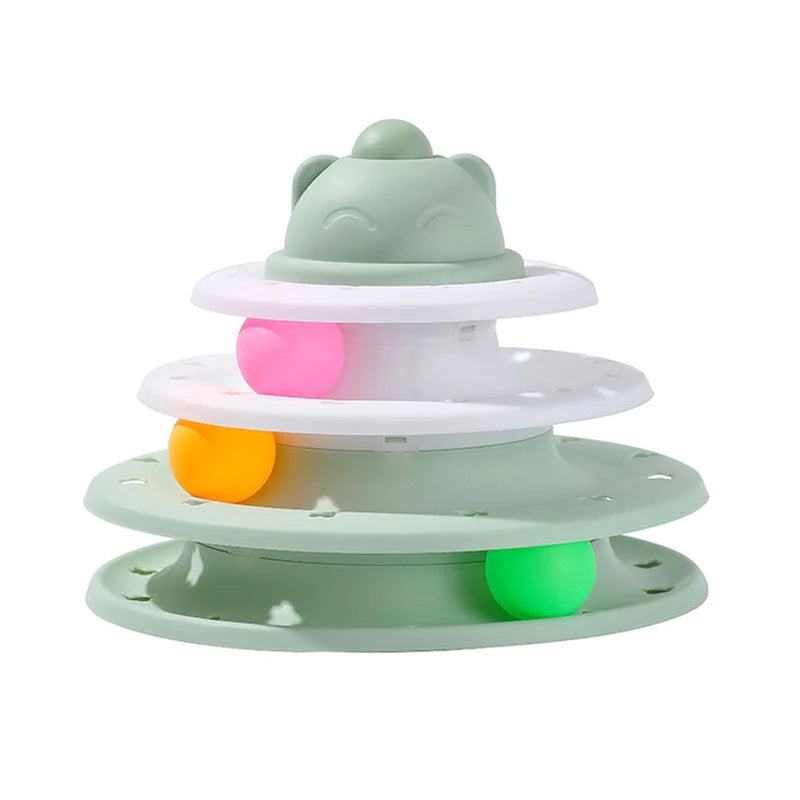 3/4 Levels Cats Toy Tower Tracks Cat Toys Interactive Cat Intelligence Training Amusement Plate Tower Pet Products Cat Tunnel